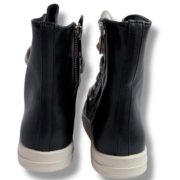 Impremey Unisex Black High Top Sneakers Platform Chunky Lace Up Side Zipper Sz 8 - Picture 9 of 16